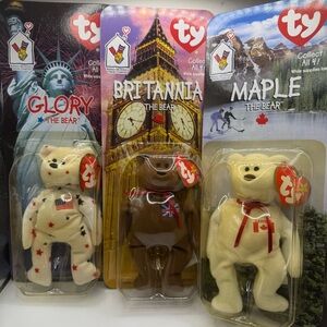 1999 McDonald's TY Beanie Babies International Bears Set Of 3 UNOPENED plush toy
